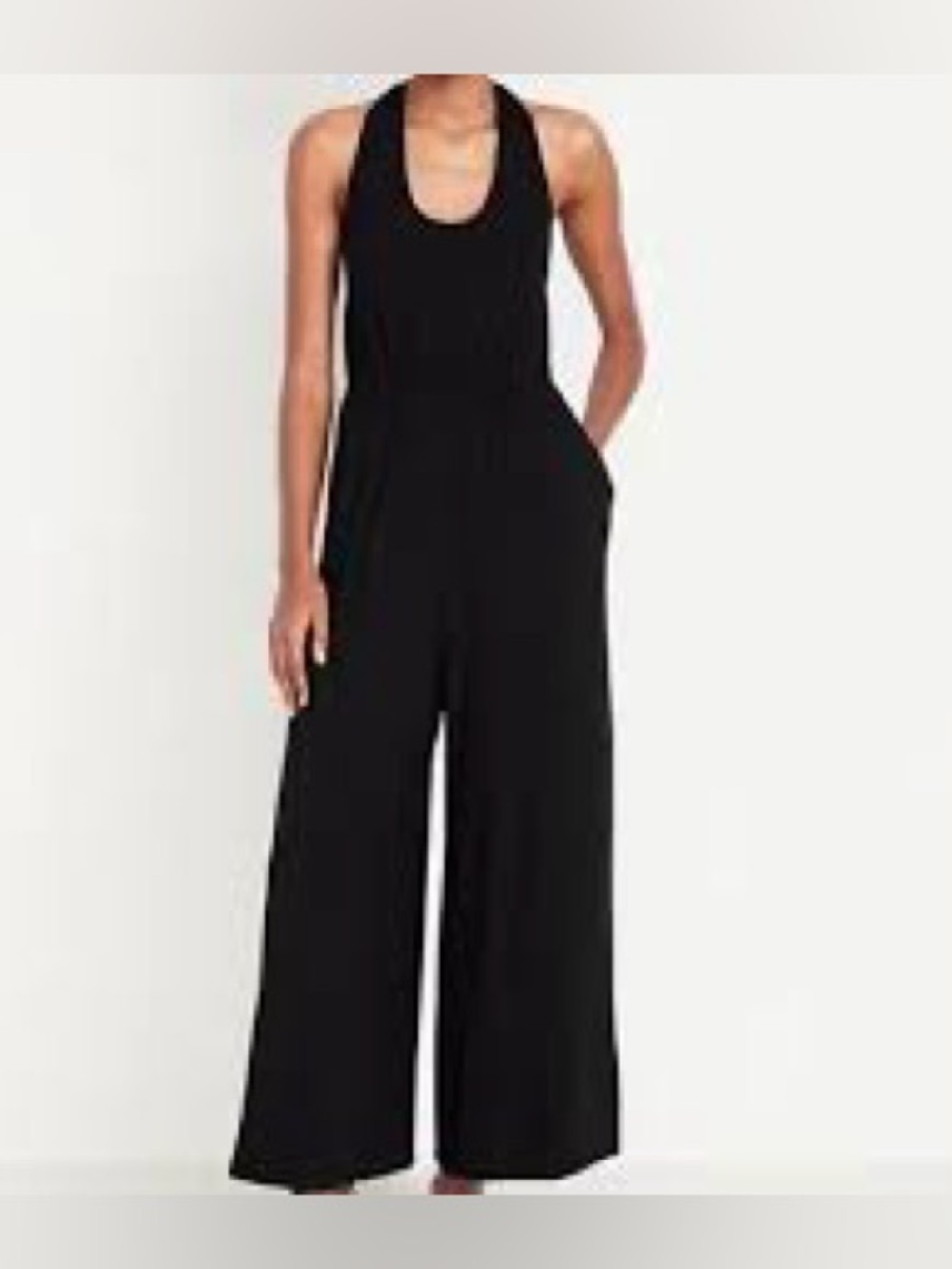 NWT Old Navy Black Waist-Defined Halter Jumpsuit in Size Small Tall